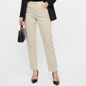 Hollister Curvy High-Rise Mom Jeans | Vintage Stretch Beige Denim | W25 L27